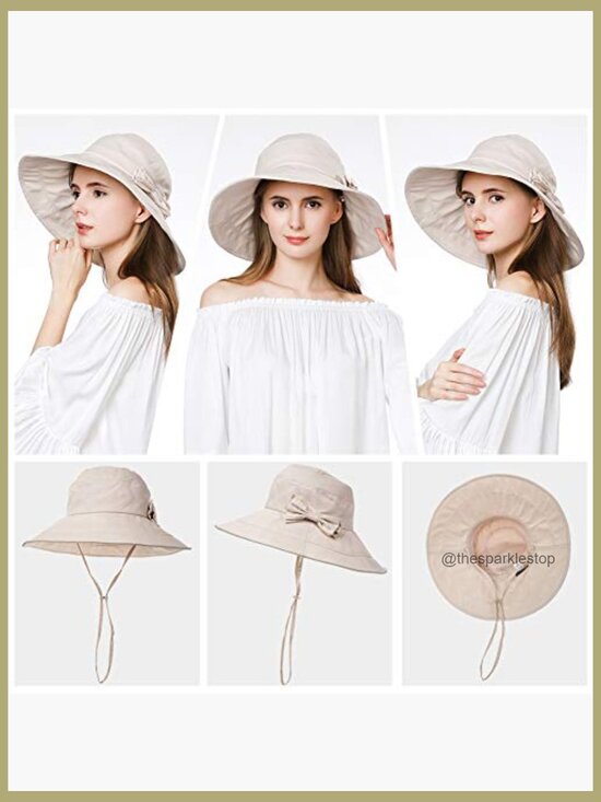 Packable Cotton Sun Hat with Wide Brim UV Protection for Women main image 7